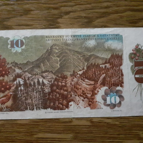 Czechoslovakia 10 Korun banknote used, 1986