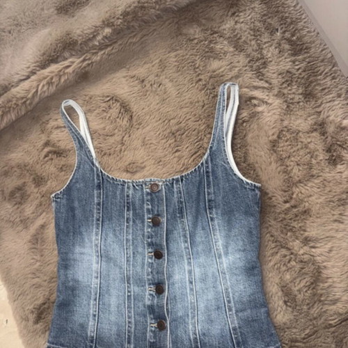 H&M Denim Blue Washed Corset Top Size XS New