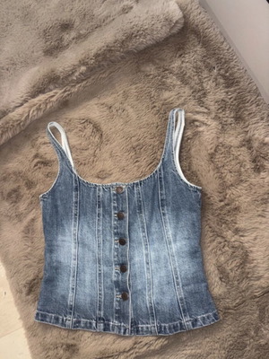 H&M Denim Blue Washed Corset Top Size XS New