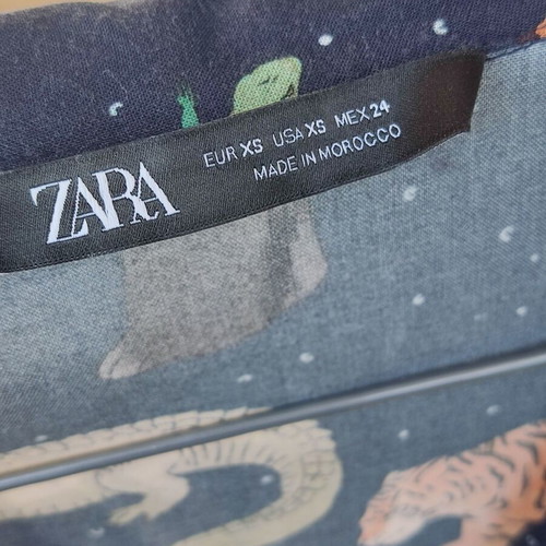 Zara Zoo Collection shirt with animals XS used, blue multicolor