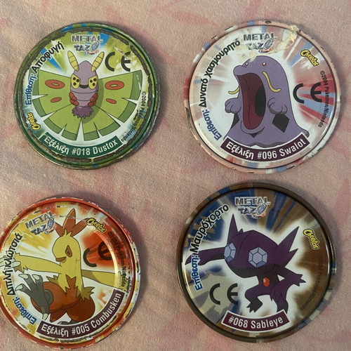 Pokemon Advanced metal tags set of 4 used, vintage collectibles