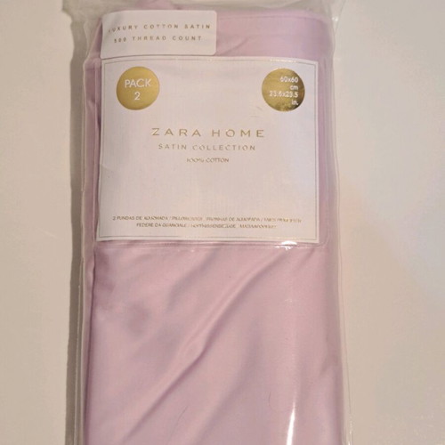 ZaraHome Pillowcase Set 2 pcs 60x60 cm Luxury Cotton Satin 500TC new, Lilac