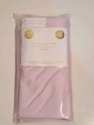 ZaraHome Pillowcase Set 2 pcs 60x60 cm Luxury Cotton Satin 500TC new, Lilac