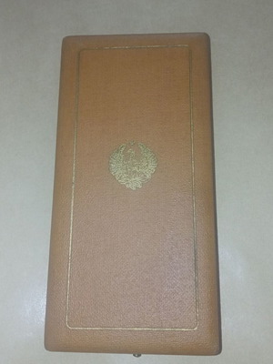 Medal box with gold Phoenix Order cross, used, Anagnostopoulos