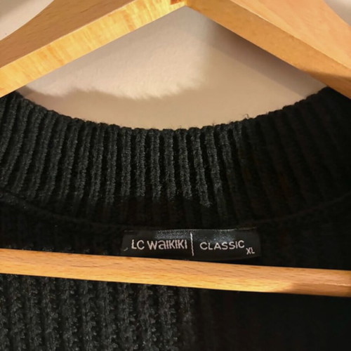 Black sleeveless knitted debardeur dress XL like new