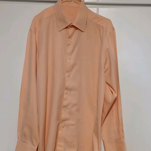 Aslanis Men cotton dress shirt size Large like new, orange