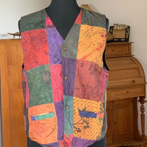 Vintage boho patchwork vest like new, unisex, one size