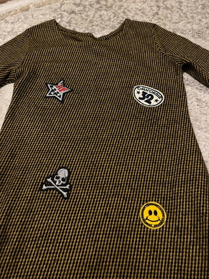 Women's checked dress with patches IG like new, beige and black