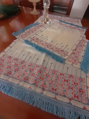 Handmade embroidery set on fine itamina fabric, like new