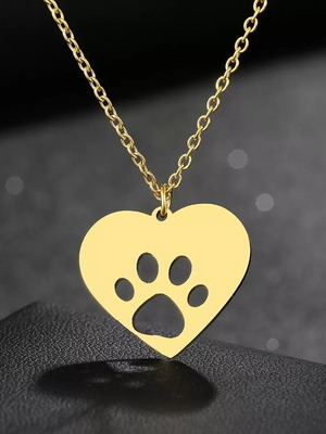 Κολιέ Heart Paw καινούργιο, χρυσό χρώμα από ανοξείδωτο ατσάλι