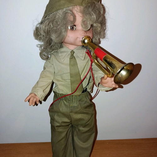 Old large Greek doll baby Apergis airplane used
