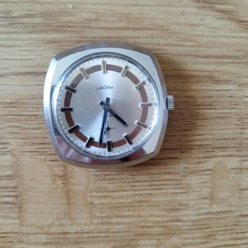 Laora vintage wristwatch used, silver, steel with winding mechanism