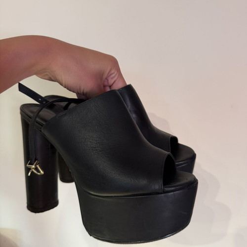 Bozikis black platform mules sandals size 38