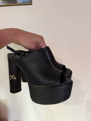 Bozikis black platform mules sandals size 38