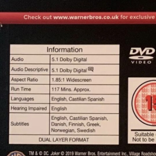 Joker DVD like new with Greek subtitles