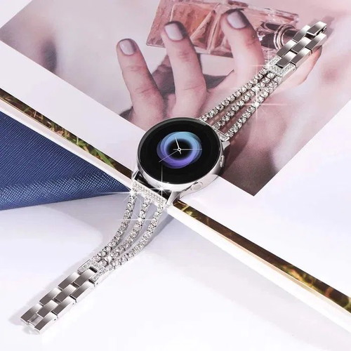 Stainless Steel Watch Strap with Crystals for Samsung Huawei Amazfit