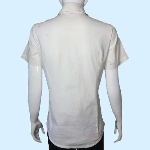 White women's slim shirt used size M with stain, cotton