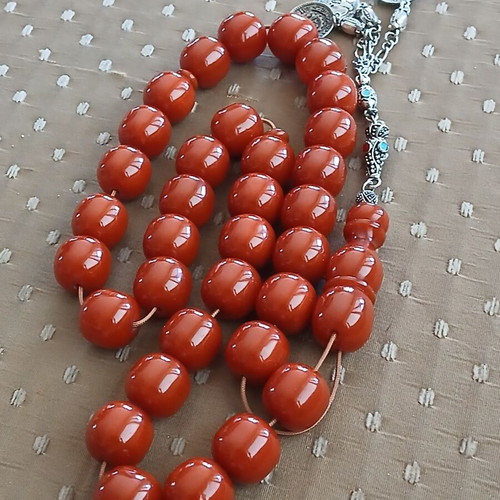 Vakelitis Komboloi used, 33 beads, traditional metal finish