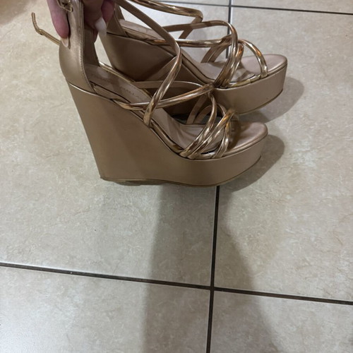 Tsakiris Mallas platform sandals, size 39, pink gold