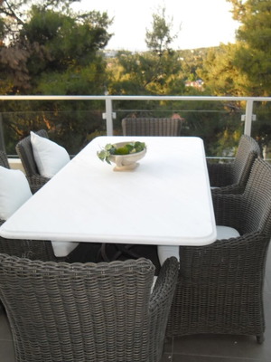 Τραπεζαρία Μαρμάρινη Σαν Καινούργιο, 2μ x 95εκ. με 6 Καρέκλες Ανθεκτικές