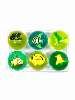 Bouncy Balls set of 6 with 3D figures, like new