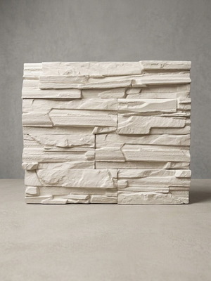 Decorative plaster wall stone, white, natural relief, 250x90 & 190x90 mm