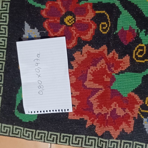 Handmade embroidered rug like new