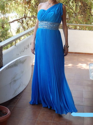 Τουαλέτα γάμου σιφόν royal blue με παγιέτα, φορεμένη μία φορά