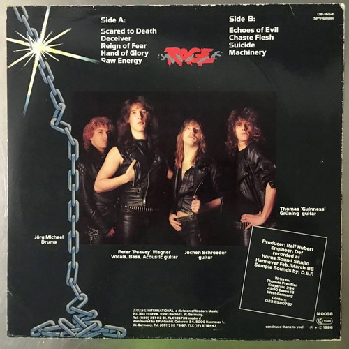 Rage Reign Of Fear signed 1st press vinyl LP