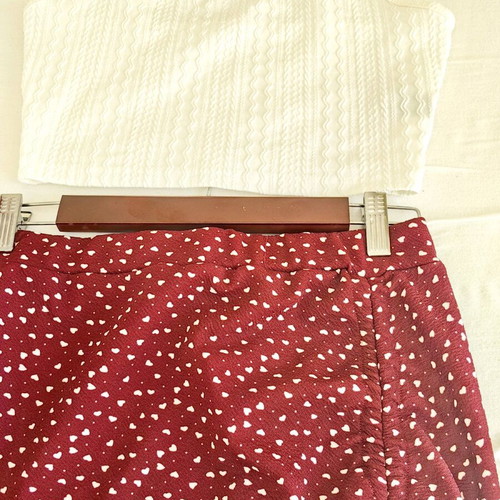 Summer set red skirt and white top like new, size M