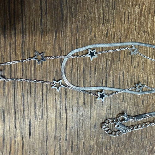 Steel necklace with stars new, silver color
