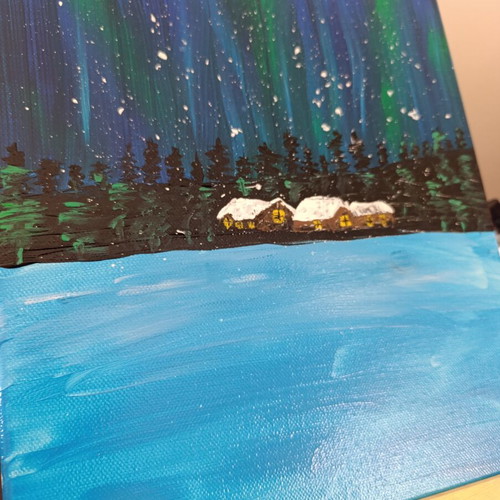 Small painting with northern lights new