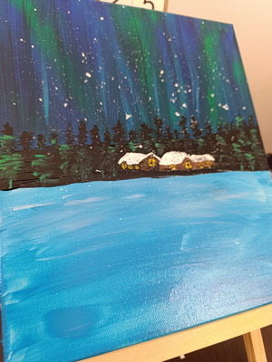 Small painting with northern lights new