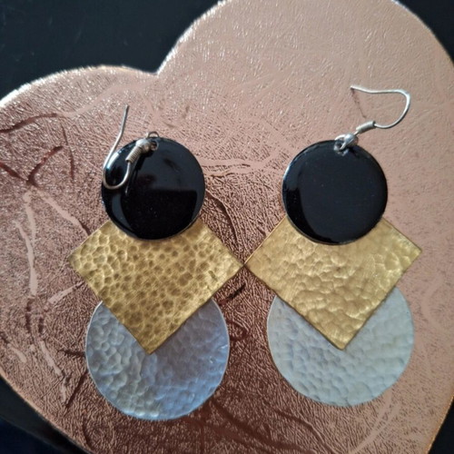 Earrings with Geometric Shapes new, black, gold and silver