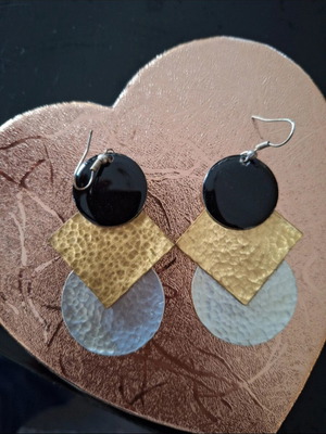 Earrings with Geometric Shapes new, black, gold and silver