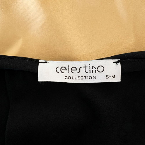 Celestino Collection Black Sleeveless Blouse with V Neck and Asymmetric Hem, Like New, S-M