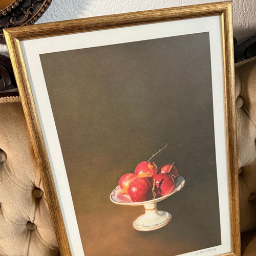 Signed painting like new in wooden frame with glass