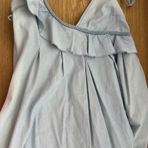 Miss Sixty Chambray Denim Dress halter with ruffles like new, light blue