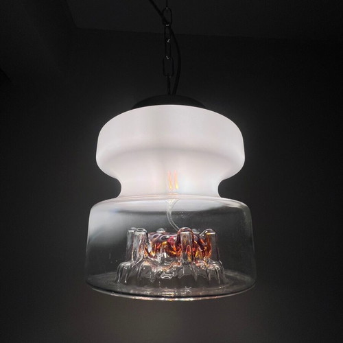 Mid-Century Modern Murano Handmade Glass Pendant Light like new with rewired cable