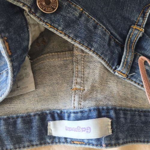 Elastic slim fit blue jeans, size large