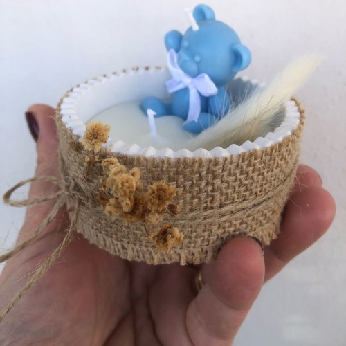 Teddy Bear Bomboniere new, handmade baptism candle
