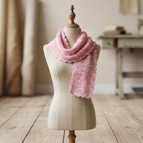 Handmade crochet scarf Alize Verona pink