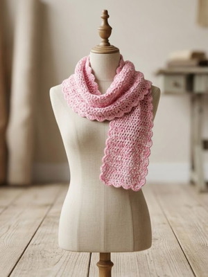 Handmade crochet scarf Alize Verona pink