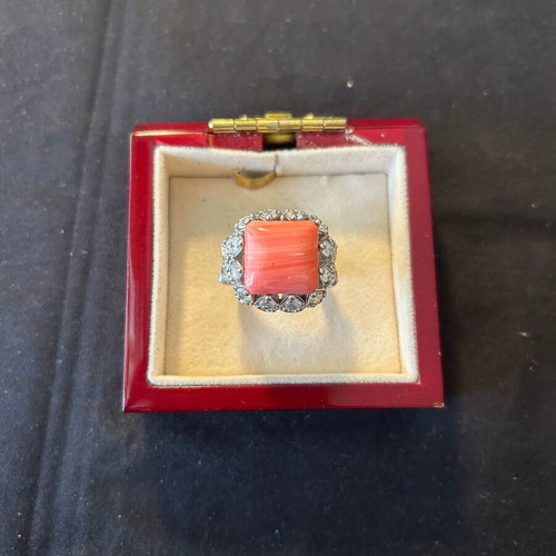 Silver 925 ring like new with orange and white stones