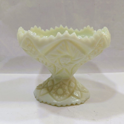 Fenton Pinwheel Candy Dish in Custard Satin Glass like new
