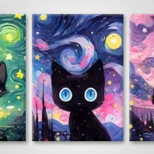 Trilogy Canvas Print Cats Theme 25x35cm New