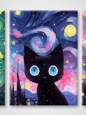 Trilogy Canvas Print Cats Theme 25x35cm New