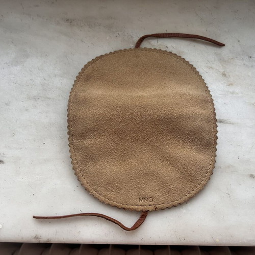 MNG by Mango Genuine Suede Coin Purse used, double zip, tan