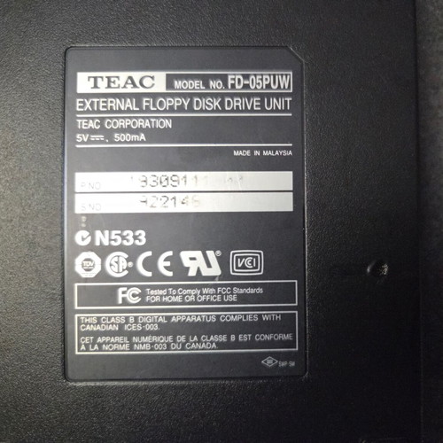 TEAC Floppy Drive External USB Black FD-05PUW used
