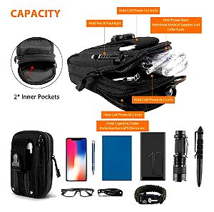 Tactical Molle Pouch Waist Belt Bag Multi Purpose Military Utility Bag Travel - Black
